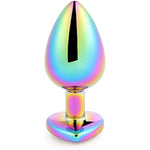 3Pcs Colorful Jewel Heart Base Rainbow Gradient Anal Plug Set Crystal Metal Butt Plug Kit For Couple Sex Toy