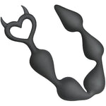 Anal Plug Buttplug With Devil'S Horns Anal Trainer 5 Bead Anal Sex Toy Flexible Anal Chain Sm Masturbation For Women Men Couples Sexy Role Play Butt Plugs Cosplay Halloween