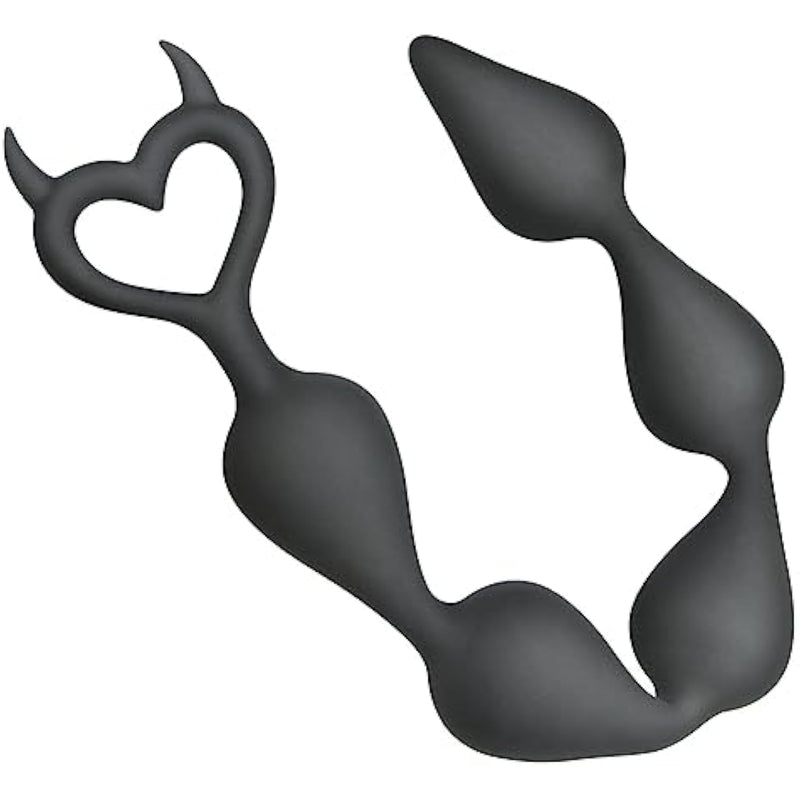 Anal Plug Buttplug With Devil'S Horns Anal Trainer 5 Bead Anal Sex Toy Flexible Anal Chain Sm Masturbation For Women Men Couples Sexy Role Play Butt Plugs Cosplay Halloween