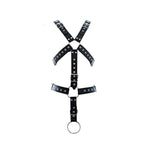 Male Leather Chastity Belt Chest Harness With Handcuffs And Penis Ring, Adjustable Adult Products Bondage Costume Sm Slave Fetish Chastity Devices For Men And Couples