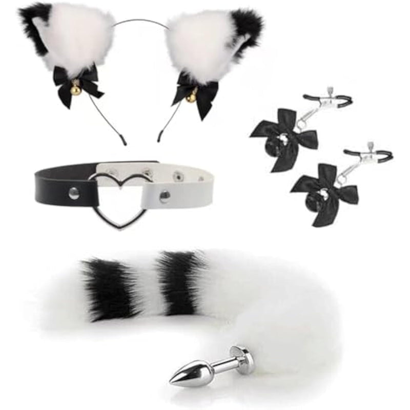 Anal Plugs Butt Plug Tail Plug Butt Plug With Tail Fox Tail Plug,Stainless Steel Anal Butt Plug With Faux Fox Tail And Ear-Anal Stopper Tail Sex Toy For Sm Adult Couples Games Or Cosplay