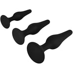 Teardrop Silicone Anal Plug Set Of 3 - Silicone Butt Plug With Suction Cup, 3 Different Sizes, Narrow Tip, Conical Shape, Wide Base - Suitable For Anal Training (3.7 Inches - 5.7 Inches)