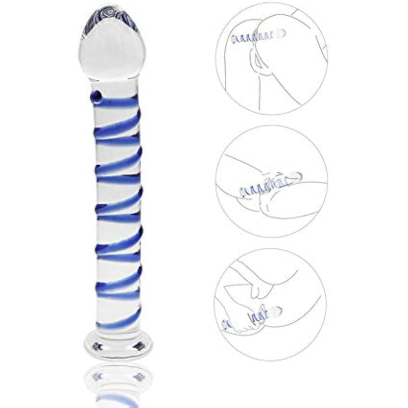 Glass Dildo, 7.67 Inch Crystal Anal Butt Plug Unisex Pleasure Wand For Men Women