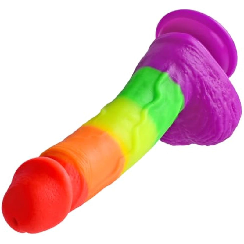 7.67 In(About 19.5 Cm) A Riot Of Colours Huge Realistic Dildo Realistic Skin Texture Realistic Soft Silicone Dildo With Powerful Suction Cup-Very Flexible Able To Meet Any Imaginable Posture