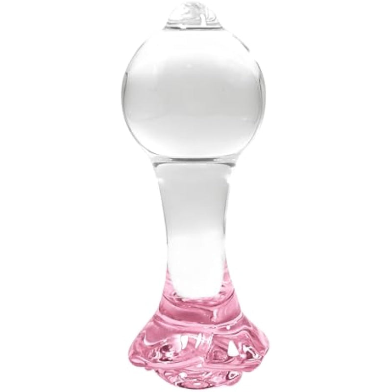 Pink Rose Glass Anal Butt Plug Trainer Crystal Anal Plug Anal Sex Toy Transparent Butt Plug Anal Toys For Men Women Lover Anal Expander Training Sex Toys Anus Dilator Dildo (L)