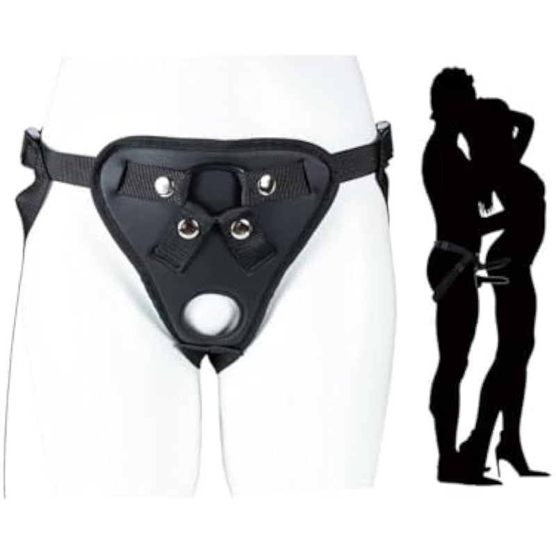 Double Penetration Strap On Harness Pants Adult Anal Sex Toy With Double Hole For Male Couples Adjustable Wearable Dildo Pants Bdsm Sex Restraint With Two O Rings Universal For Different Penis Sizes