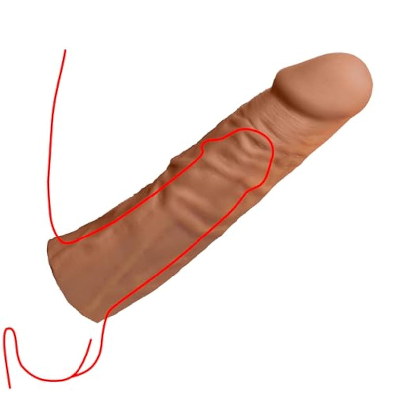 Jock Extra Long 1.5" Penis Extension Sleeve For Men & Couples. Gain Size In Seconds! Realistic Feel With Textured Sheath, Smooth And Snug Wear, Custom Length. Body-Safe Tpe. 1 Piece, Medium