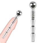 Man Male Beaded Dual Ribbed Urethral Sound Catheter Plug Hollow Cum Through Hole Tube Penis Cock Sex Toy Stainless Steel Urethra Dilator Urethra Masturbation Rod Expansion