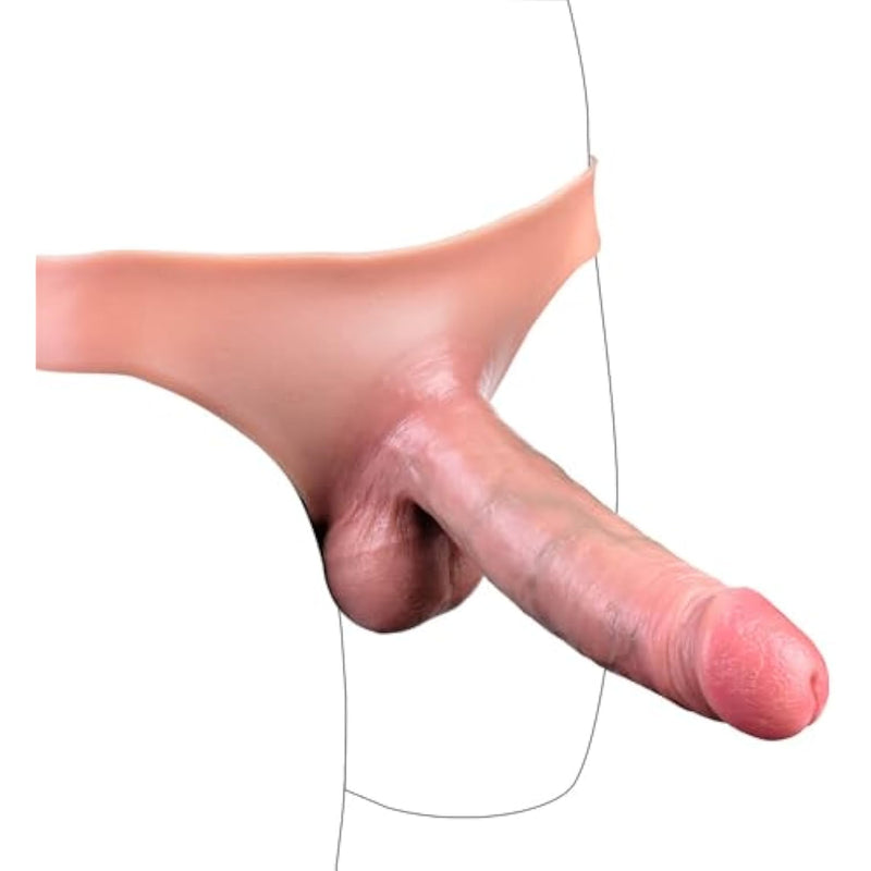 Universal Size Elastic Liquid Silicone Soft Wearable Dildo Panties Realistic Dildo Panties With 7.5 Inch Dildo Strap On Dildo Adult Sex Toy For Men Women Couple Waterproof Flexible Hollow Sleeve