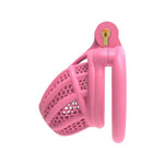 Pink Chastity Cage Cock Cage With 4 Different Sized Penis Rings Honeycomb Ventilated And Breathable Chasity Cage Male Bondage Chasity Device Adult Sex Toys (Flat Ring)