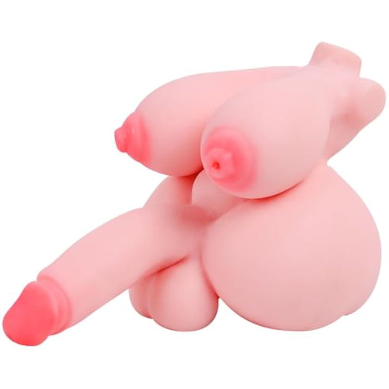 Mini Shemale Sex Doll Torso With Penetrable Nipples, 3.4 Lbs Small Sex Doll Male Masturbator For Men Gay With Vaginal Anal Breast Channel, Small Pocket Pussy For Male (Flesh)