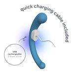Dual Vibrating Arc Personal Massager, Body-Safe Silicone, Teal