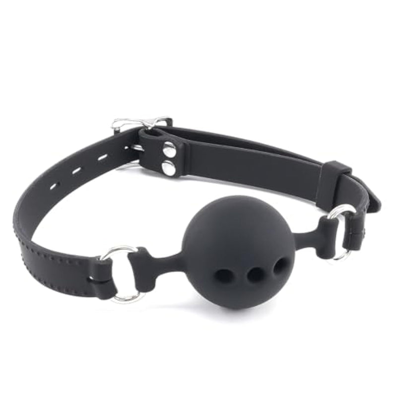 Breathable Silicone Bondage Gag For Sex Games - Women And Men'S Bondage Toys Open Mouth Silicone Sex Ball Gags Muzzle - Silicone Sex Toys Sm Bite Gags For Bondage Restraints (Black, Medium)