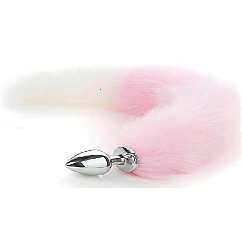 Anal Plug With Sexy Tail For Cosplay, Adult Sex Toys Of Stainless Steel Anal Plug (Pink, Medium)