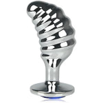Metal Curved Thread Anal Plug With Jeweled Base For Prostate Massage G-Spot Stimulation Adult Unisex Sex Toy (S)