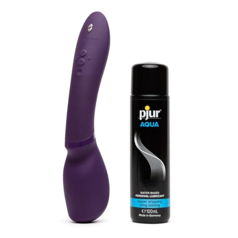 Wand 2 Vibrating Personal Massager & Pjur Aqua Water Based Personal Lubricant 3.4 Fl Oz - Couples Sex Toys Bundle