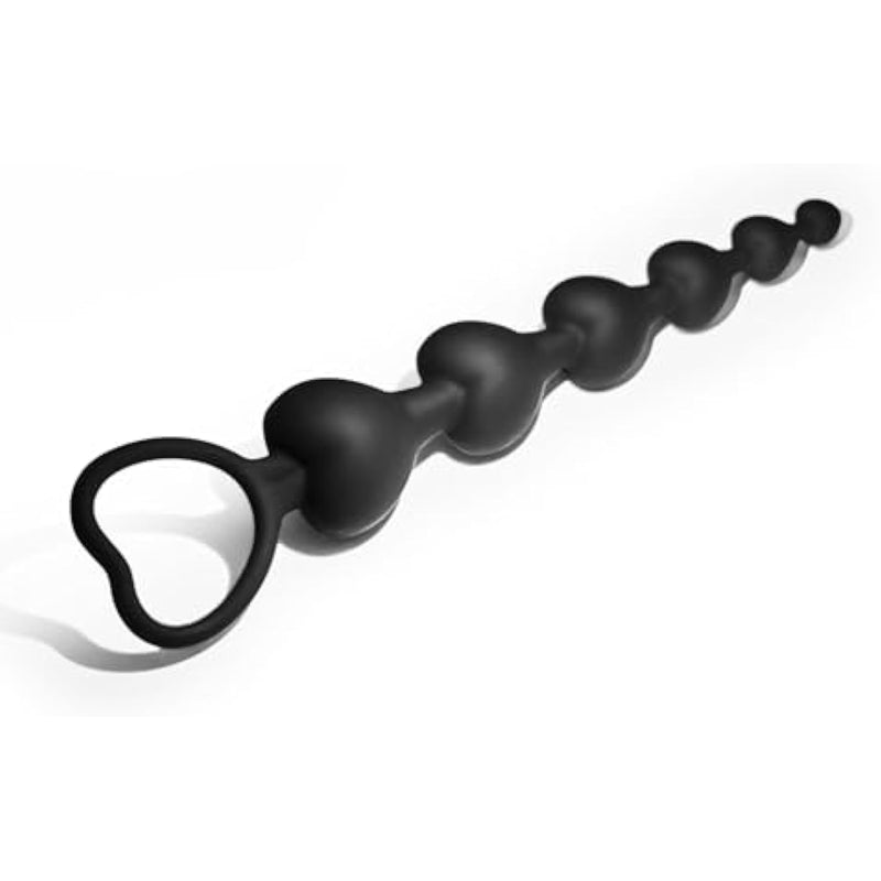 Silicone Anal Beads,Heart Shaped Anal Plug,Anal Sex Toys For Men,Women And Beginners,Sex Toy For Vagina,Long Butt Plug,G Spot Beads Toy (Six Beads)
