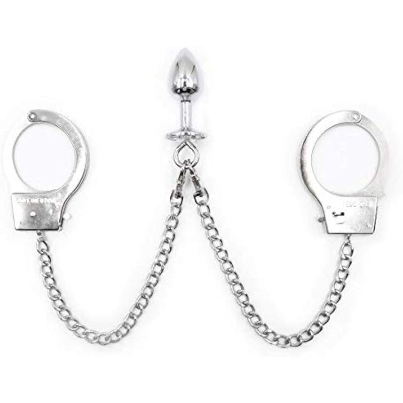 Anal Plug With Butt Plug Trainer Long Chain Handcuffs Stainless Steel BlessMyBucket Anal Plug With Butt Plug Trainer Long Chain Handcuffs Stainless Steel BlessMyBucket