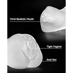 3 In 1 Pocket Pussy Male Masturbator & Drying Stick&Waterproof Storage Bag, Double-Ended Male Sex Toy Mouth Tongue Textured Vagina & Tight Anus For Men Masturbation (Transparent)