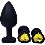 Anal Plugs Sex Toys Trainer Kit,3Pcs Silicone Jeweled Butt Plugs, Anal Butt Plug Sex Toys Kit For Starter Beginner Men Women Couples (Black)