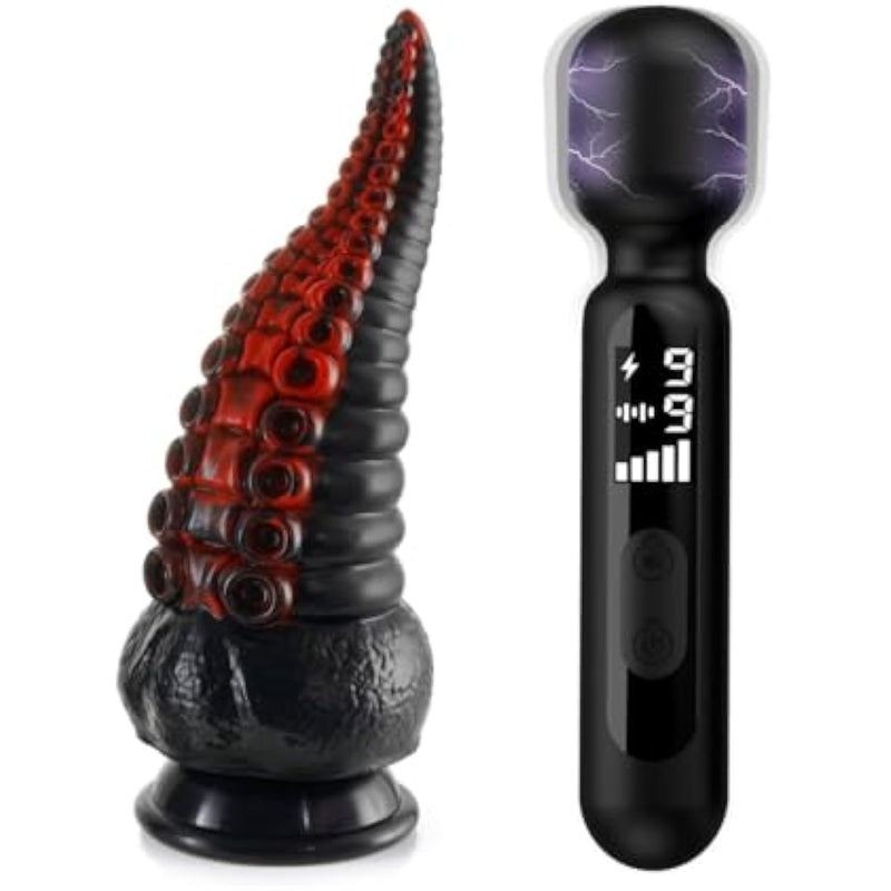 8.7Inch Realistic Tentacle G-Spot Dildo + Electric Shock Wand Vibrator