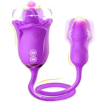 Sex Toy Dildo Vibrator 3In1 For Women - 10 Tongue Licking G Spot & Vibrating Dildo Clitorial Rose Clitoral Nipple Licker Sexual Stimulator, Adult Toys Sex Games For Couple'S Pleasure Rose Purple