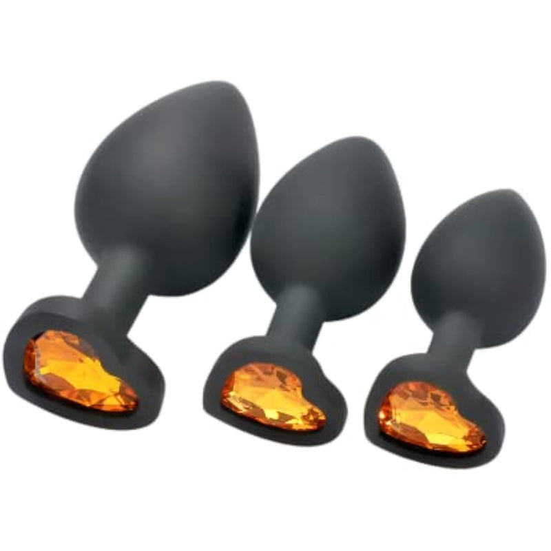 Anal Plugs Sex Toys Trainer Kit,3Pcs Silicone Jeweled Butt Plugs, Anal Butt Plug Sex Toys Kit For Starter Beginner Men Women Couples (Black)