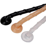 Super Long Anal Plug Dildo Liquid Silicone Anal Butt Plug With Spiral Texture Design, Ultra Soft Sex Adult Toy For Couple(Black)