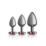 Viben Toys – Cheeky Charms Metal Butt Plug Anal Training Kit – 3pc Kit Includes (1) Small, Medium, Large (Red)