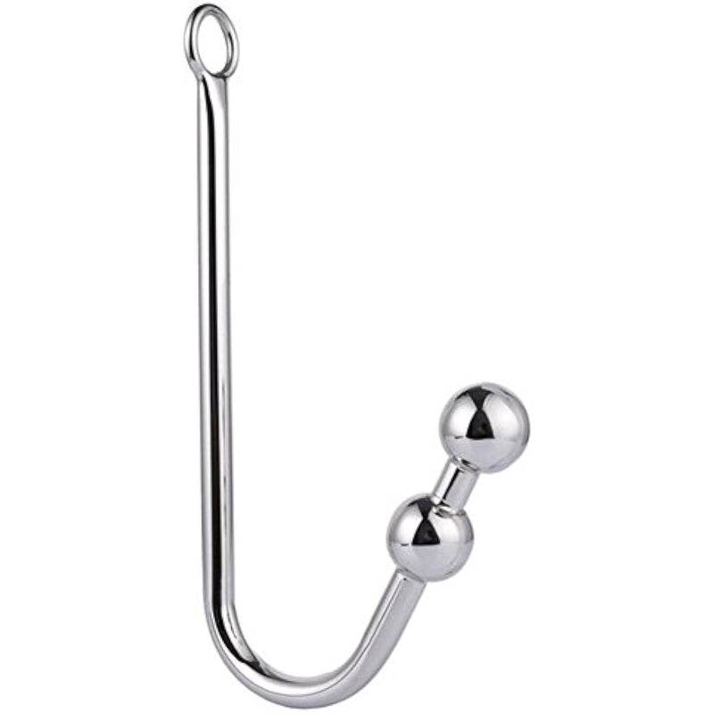 Anal Hook, Stainless Steel Double Balls Rope Hook With Ring, Bondage Fetish Sex Toy For Unisex Adult