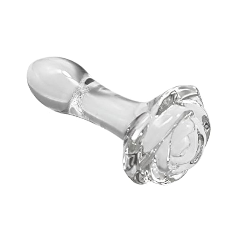 Rose Glass Anal Butt Plugs Sex Toys Crystal Anal Plugs With Rose Round Base Anal Expander Training Butt Plug Anal Sex Toy For Men Women Couples Beginners Clear Anal Trainer (Transparent, Xs)