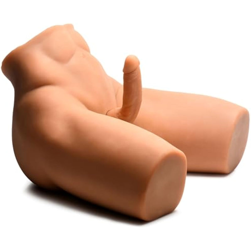 Jock Poseable Torso With Thrusting Dildo For Men Women & Couples. Soft & Stretchy Real Feel Premium Textured Inner Tunnel Latex & Phthalate-Free. 1 Piece - Medium