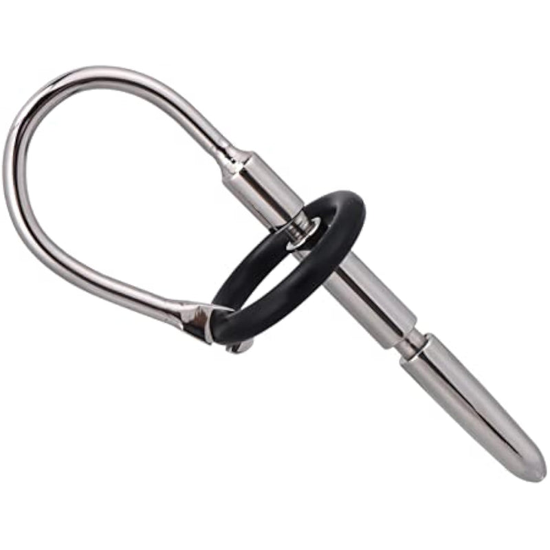 Smooth Urethral Sounds Catheter Plug Metal Urethral Rod With Silicone Penis Cock Rings(020)