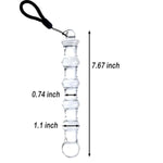 Anal Beads Glass Dildo With Pull Rope 7.67" Anal Butt Plug With 6 Beads Anal Sex Toy For Men Women Couple Masturbating