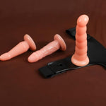 Realistic 3 Dildos Harness Strap-On Dildos Sex Toys Adult Toys For Female- Adjustable Strapless Strap-On Dildos Soft Silicone Anal G-Spot Stimulation Sex Toys For Women Couples Lesbian - Flesh