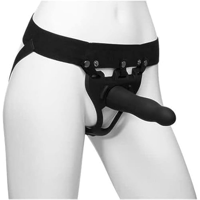 Doc Johnson Body Extensions - BE Daring - Hollow Strap-On System - Silicone Harness with Elastic Waist Band and Bulbed Hollow Dildo