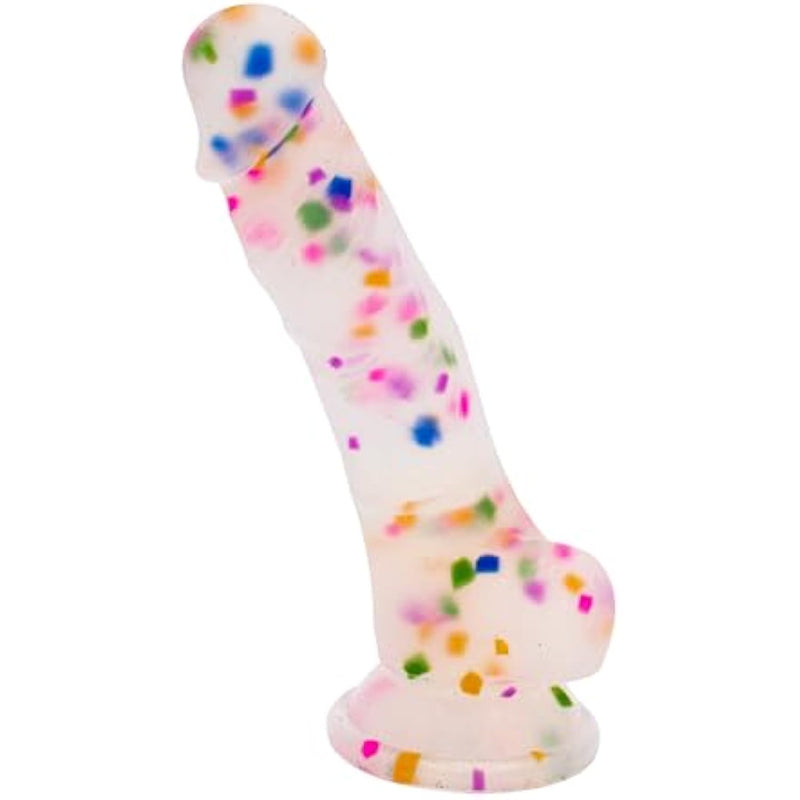Natalie'S Toy Box Cock-A-Palooza Confetti Silicone Suction Dildo, 5.25" Insertable Length, Waterproof, Strap-On Harness Compatible, Vaginal & Anal Stimulation, Adult Sex Toy