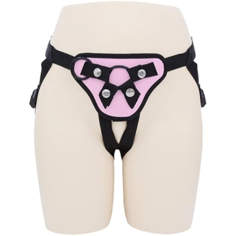 Female Dildo Wearable Pants Les Sex Harness Sex Toys With O-Rings For Couples, Strap-On Dildo Pants, Lesbian Straps Trousers For Butt Plug (Pink)
