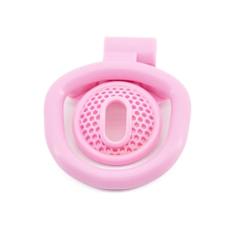 Mini Honeycomb Cock Cage Sex Toy With Invisible Lock And 4 Penis Ring Breathable Mesh Chastity Cage Bdsm Bondage Set For Men (Pink,Negative)
