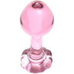 Flower Base Small Pink Glass Anal Plug Mini Crystal Butt Plug Sex Pleasure Wand Adult Sex Toy For Beginner Starter
