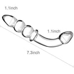 Anal Beads, Glass Bent Pleasure Wand Double-Ended Butt Plug G-Spot Stimulation Dildo For Men Women (Clear)