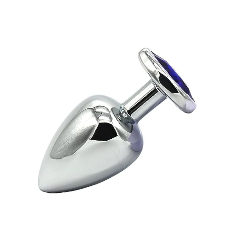 Butt Plugs Metal Anal Sex Toy, Deep Blue Gem Adult Sex Toy (Large)