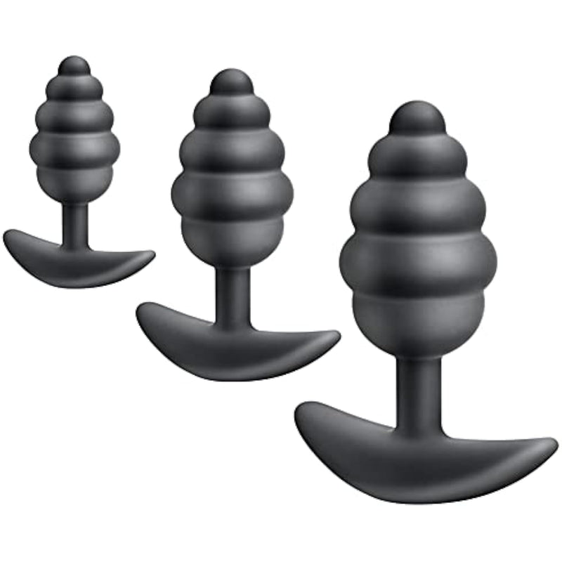 3Pcs Thread Anal Plug Training Kit Sex Toys, Silicone Butt Plugs Training Set For Beginners Advanced Users With Safety Tapered Shaft Flared Base For Women Men Masturbation