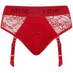 Harness Diva Red - Adult Sex Toys With Lace & Microfiber, Delicacy, Elegance, And Comfort. Ideal For Pegging Or Strap On Toys For Lesbians, Adjustable Strap & Stretchable