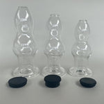 Crystal Calabash Shape Transparent Anal Plug Peephole Clear Hollow Glass Butt Plug With Lid Sex Toy(L)