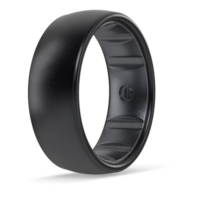 Elements Luxe Classic Silicone Ring - Comfortable And Flexible Design - 6.6Mm Wide, 1.75Mm Thick - Midnight Pearl - Size 8