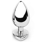Jeweled Metal Heart Butt Plug Medium Dark Purple