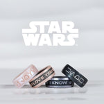 Star Wars Silicone Ring - Comfortable And Flexible Design - I Know You (Aurebesh) - Black Pearl/Pearl - Size 7