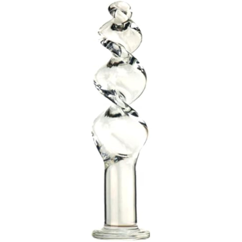 Crystal Glass Threaded Dildos With Realistic Penis Spiral G-Spot Anal Butt Plug,Thread Glass Anal Dildo Anal Plug Glass Anal Plug Hot & Cold Stimulate Anal Trainer Anal Toy For Men Women