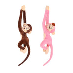 2Pcs 27.6" Hanging Monkey Stuffed Animals Plush Cute Monkey Toy For Kids (Dark Brown+Pink)